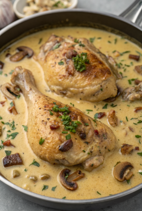 Chicken Legs with Creamy Mushroom Sauce