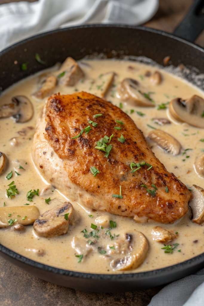 Creamy Garlic Mushroom Chicken Recipe