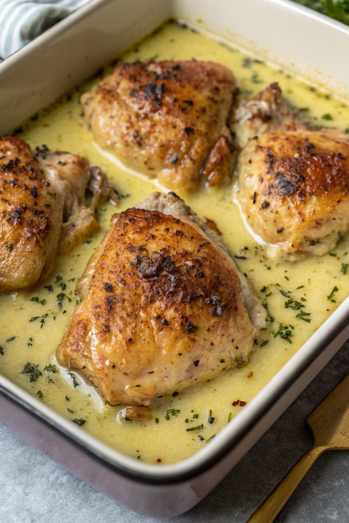 Creamy Oven Baked Chicken Thighs Recipe