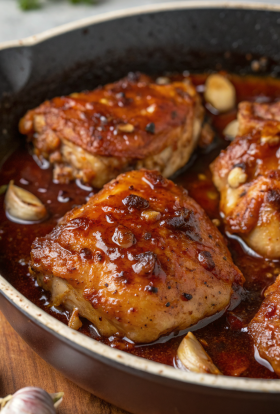 Garlic Butter Chicken Thighs with Potatoes Skillet Recipe