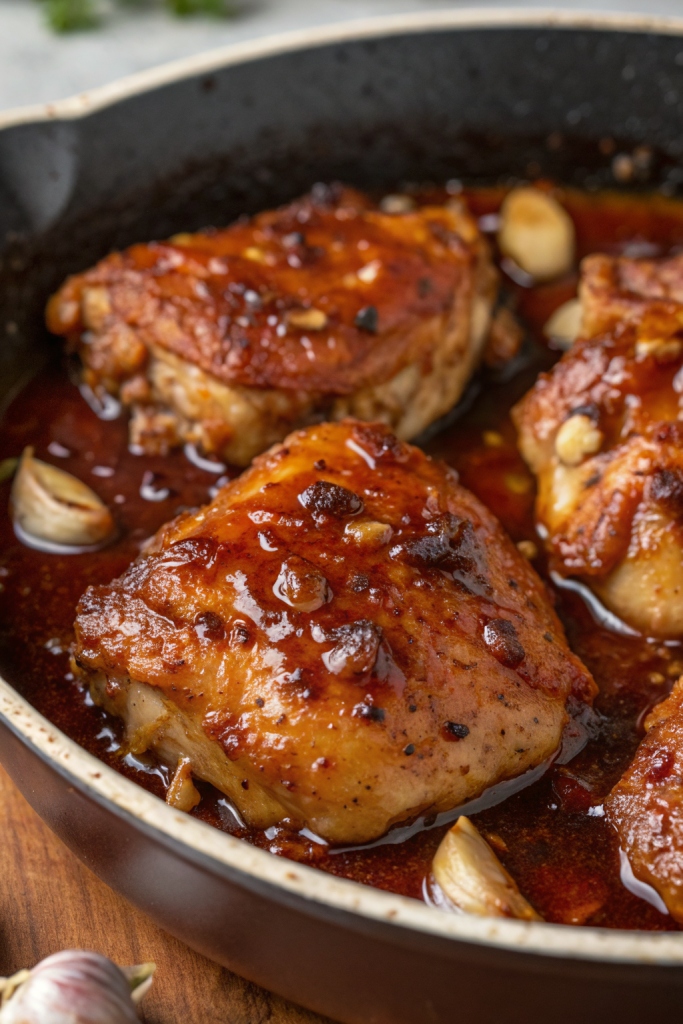 Garlic Butter Chicken Thighs with Potatoes Skillet Recipe