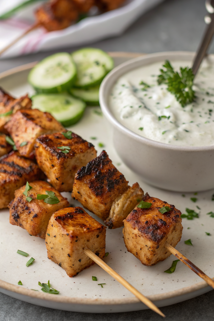 Greek Chicken Souvlaki with Tzatziki Sauce