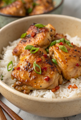 Skillet Bang Bang Chicken Thighs Recipe