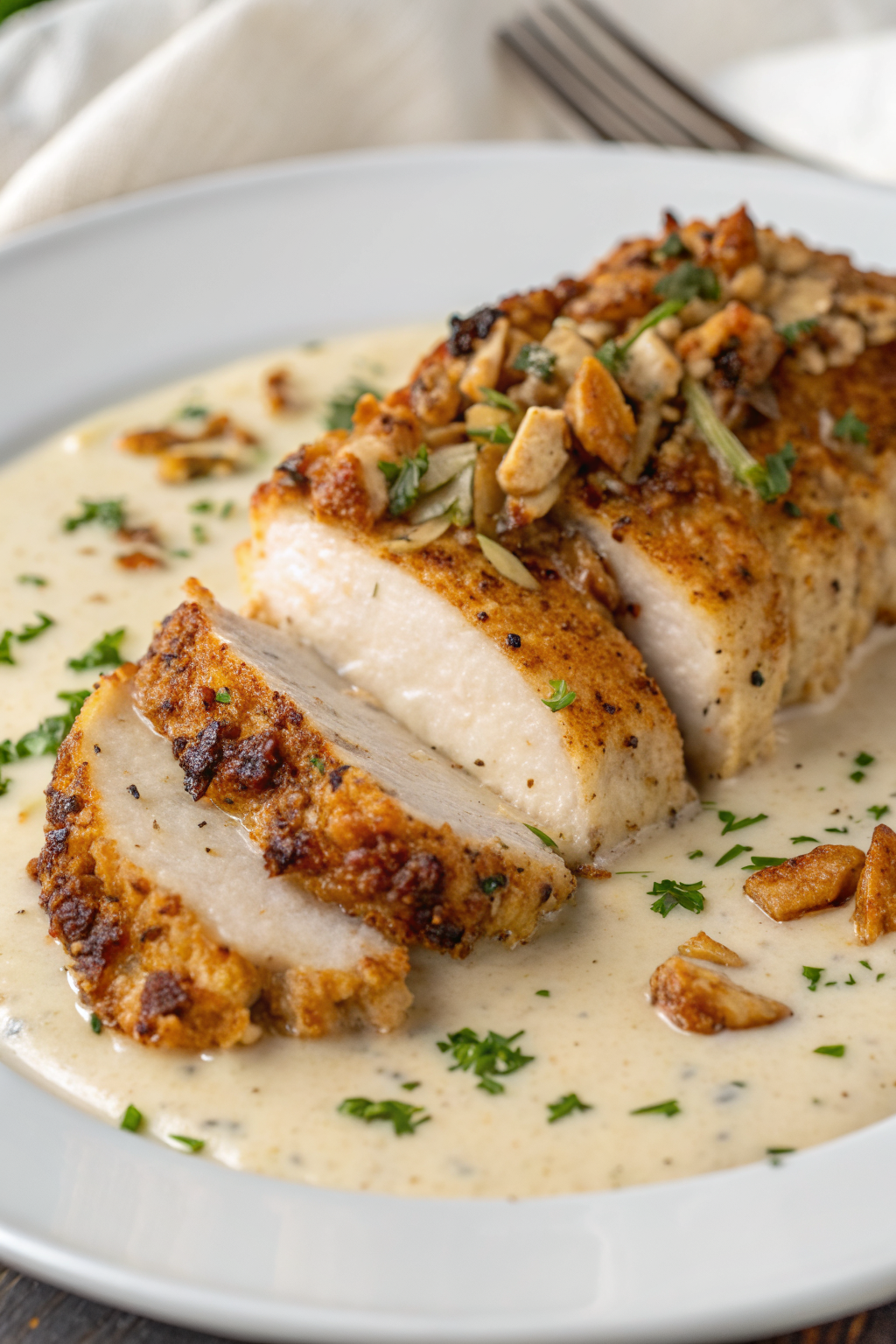Baked Caesar Chicken with Creamy Parmesan Sauce