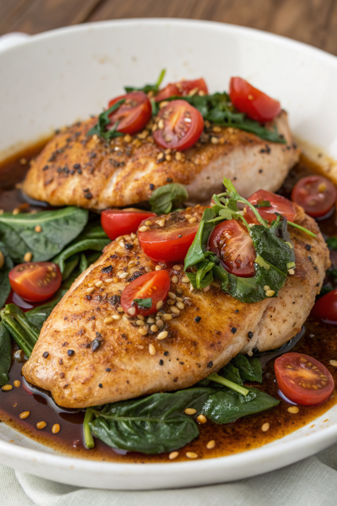 Balsamic Chicken Breast With Spinach And Tomatoes