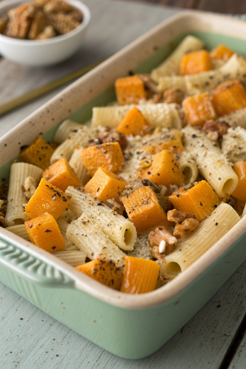 Cheesy Pasta Bake with Pumpkin Tomato Sauce