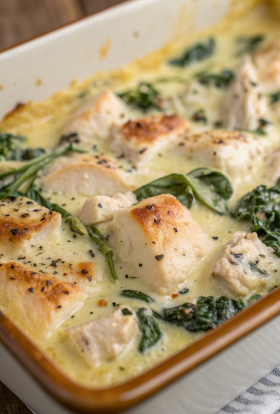Chicken and Spinach Casserole with Cream Cheese