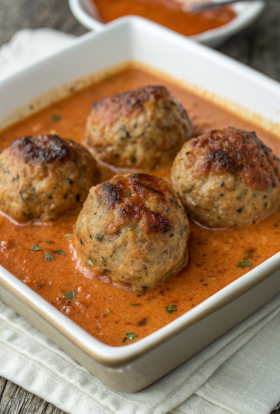 Creamy Chicken Ricotta Meatballs with Spinach Alfredo
