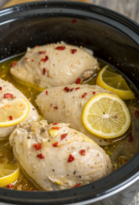 Crock Pot Chicken thighs Recipe with Lemon Garlic Butter
