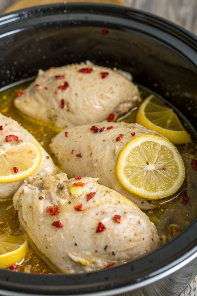 Crock Pot Chicken thighs Recipe with Lemon Garlic Butter