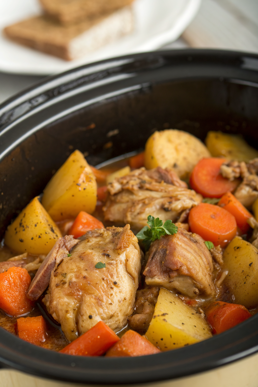 Crock Pot Garlic Butter Chicken with Potatoes and Carrots
