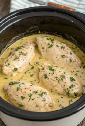 Crockpot Creamy Garlic Parmesan Chicken Recipe