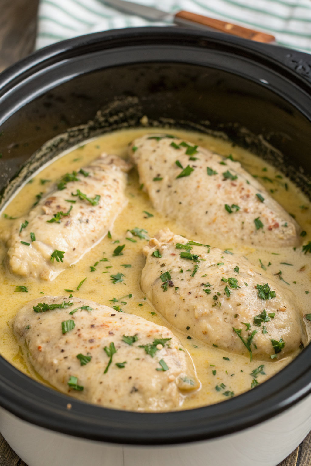 Crockpot Creamy Garlic Parmesan Chicken Recipe