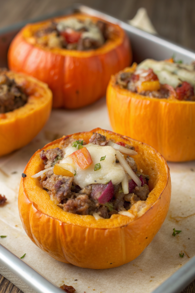 Ground Turkey & Brown Butter Sage Stuffed Pumpkins