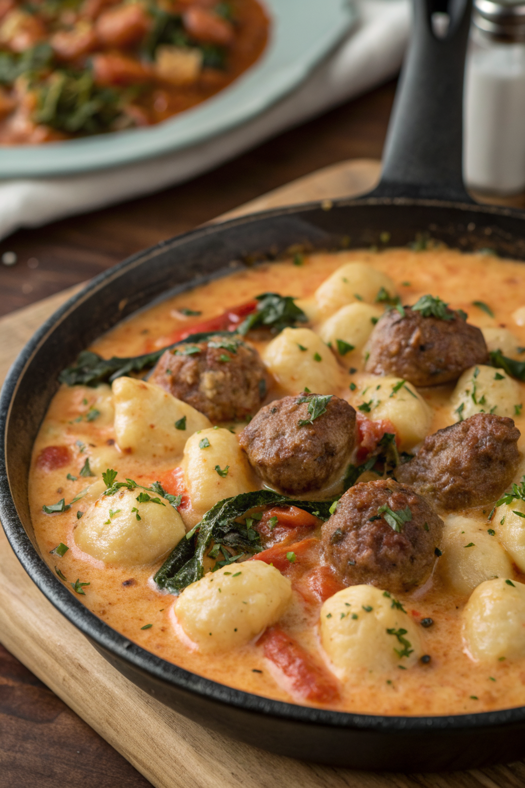 Pumpkin Gnocchi with Spinach and Sausage