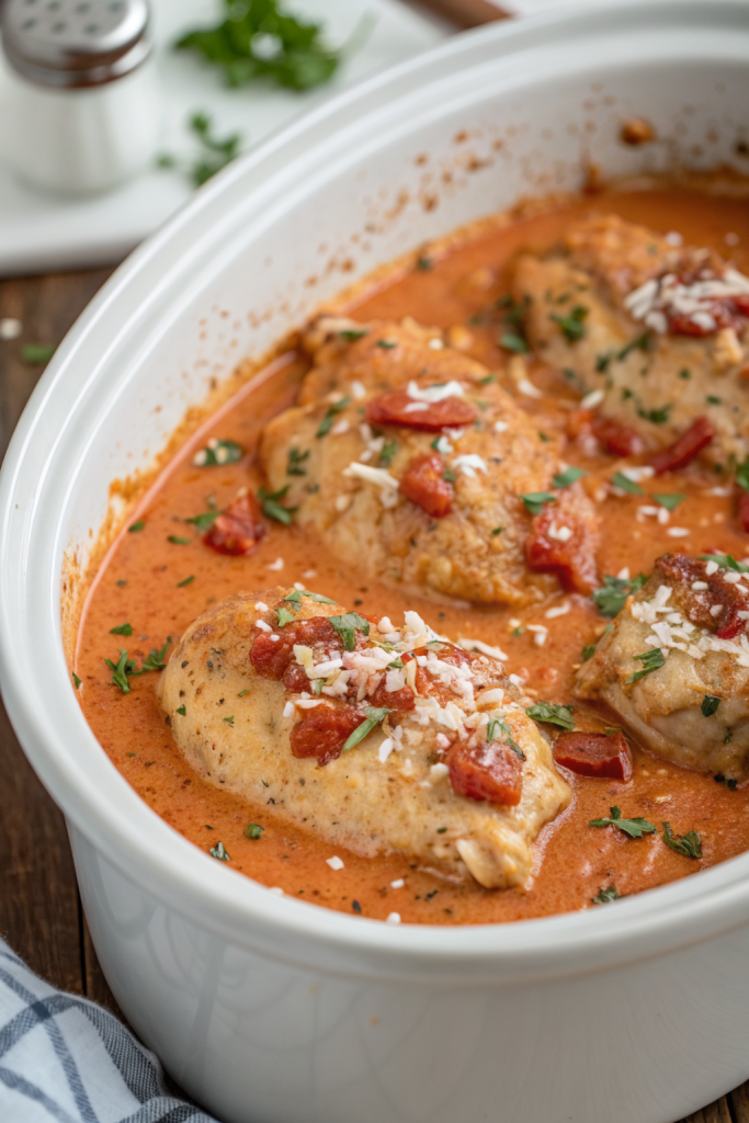 Slow Cooker Creamy Tomato Basil Chicken Recipe