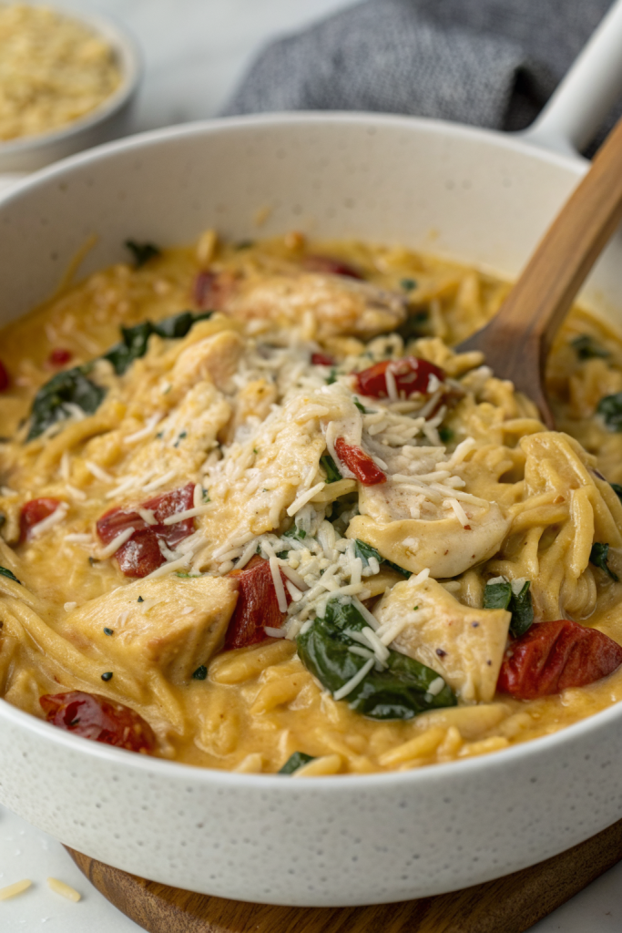 Slow Cooker Creamy Tuscan Chicken Orzo Recipe