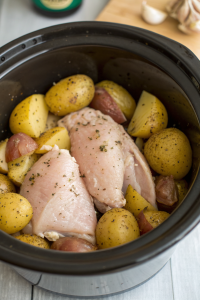 Slow Cooker Parmesan Garlic Chicken and Potatoes