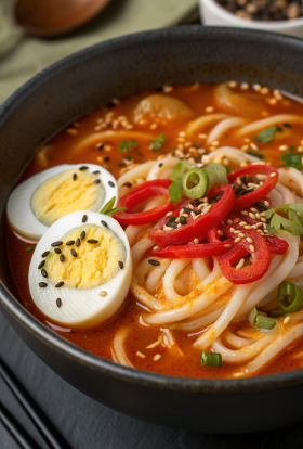 Spicy Peanut Udon Noodle Soup Recipe