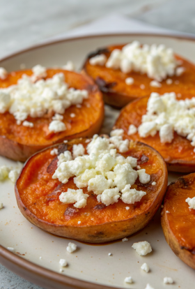 Sweet Potato Rounds with Honey & Feta Crumble