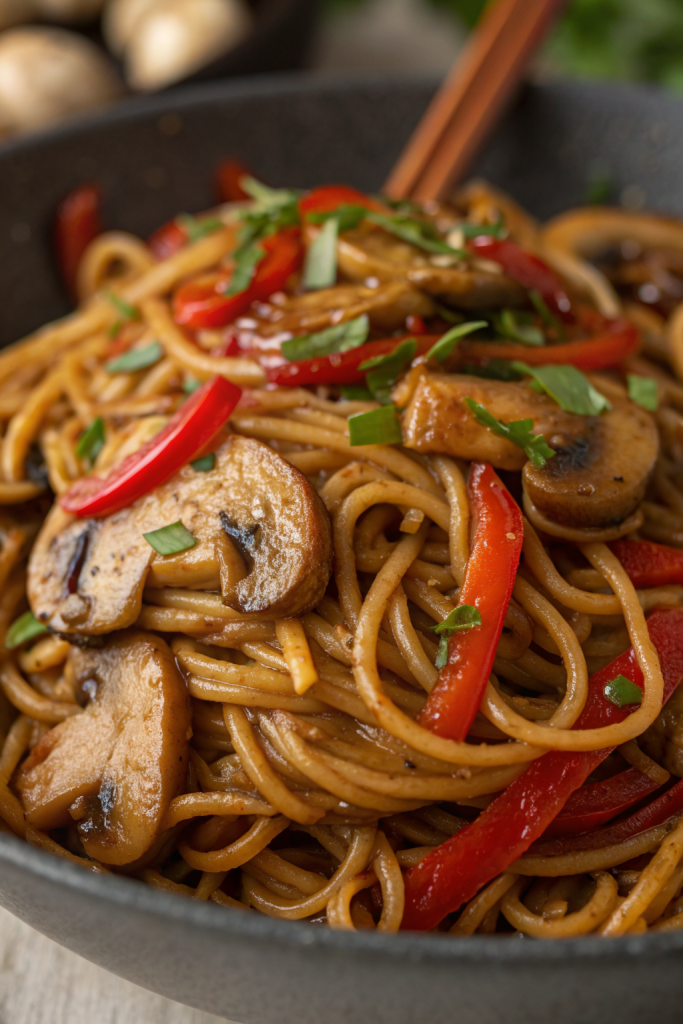 Udon Noodle Stir Fry with Mushrooms Recipe