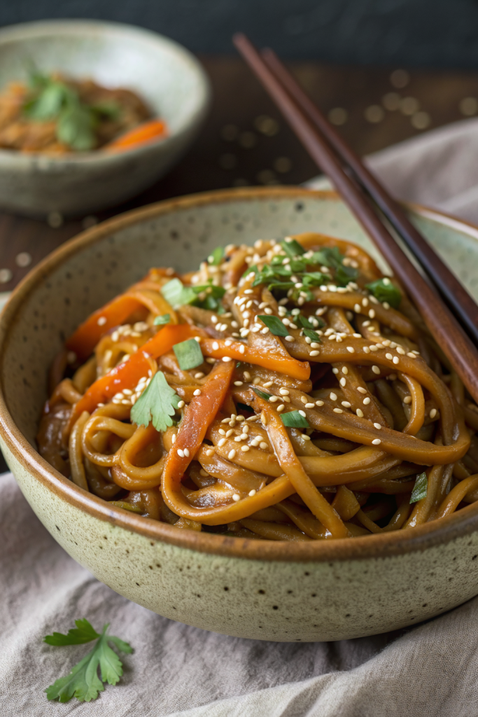 Vegan Garlic Udon Noodles Recipe