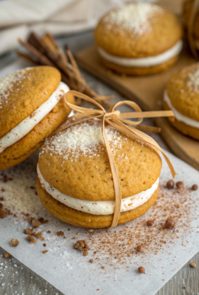 Apple Cider Whoopie Pie cookies with Caramel Filling