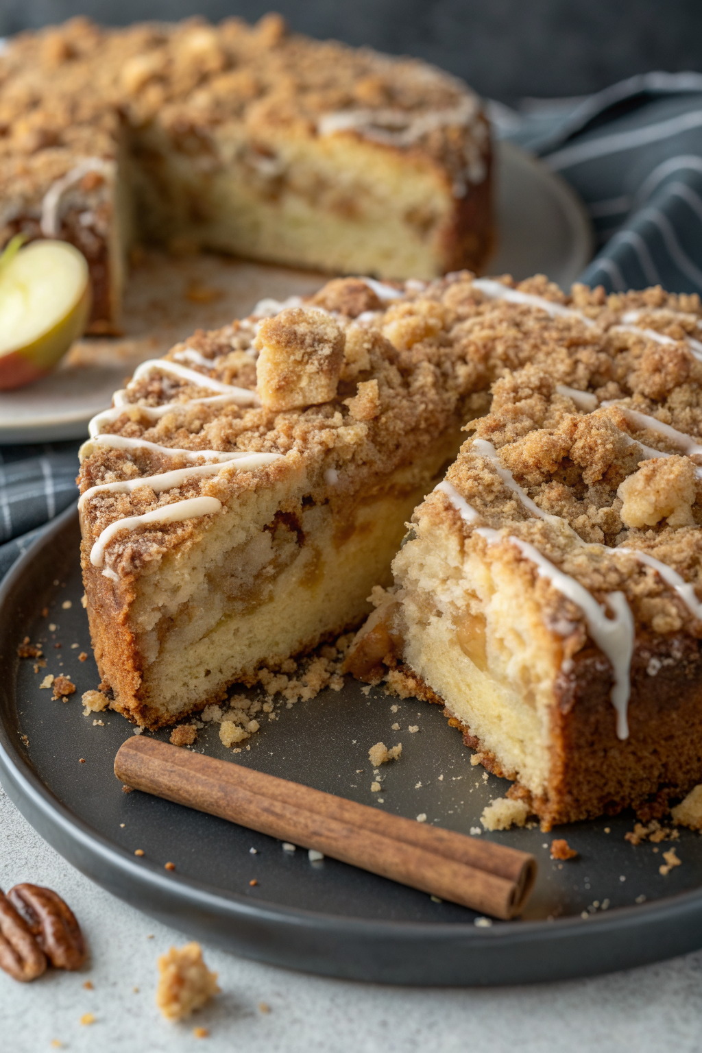 Apple Crumb Cake with Cinnamon Apple Drizzle