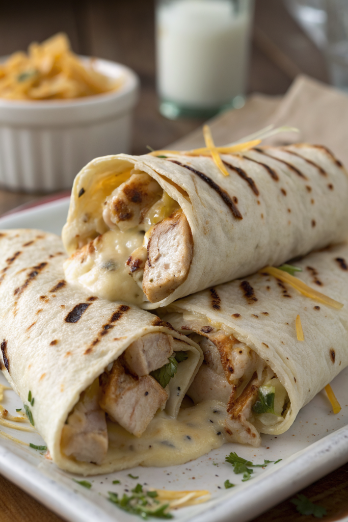 Cheesy Garlic Chicken Wraps Recipe