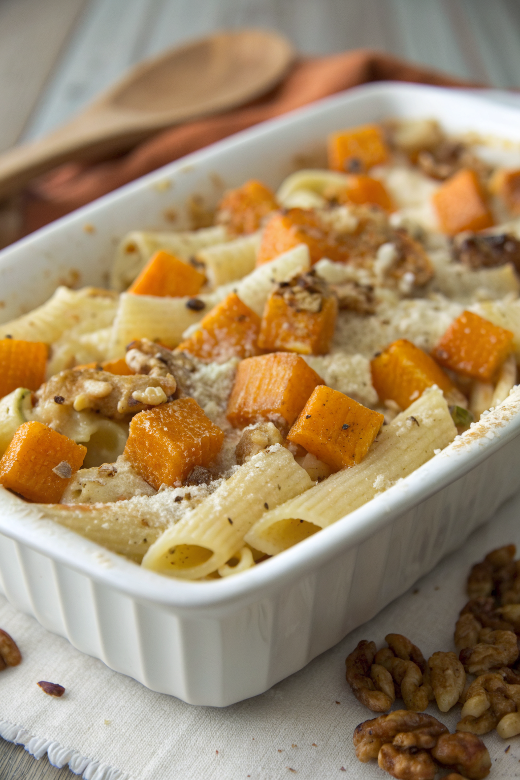 Cheesy Pasta Bake with Pumpkin