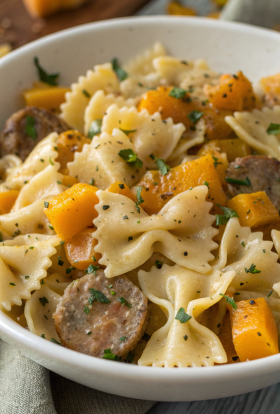 Creamy Butternut Squash Pasta with Sausage and Spinach