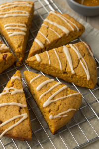 Flaky Pumpkin Scones with Vanilla Icing