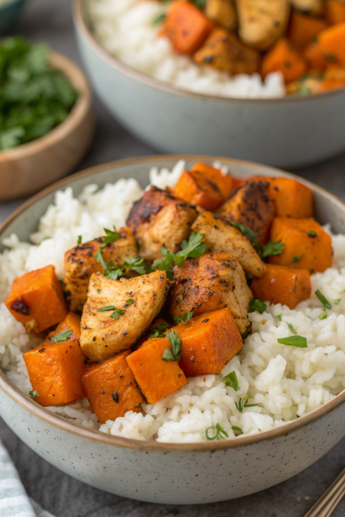 Healthy Chicken and Sweet Potato Bowls Recipe