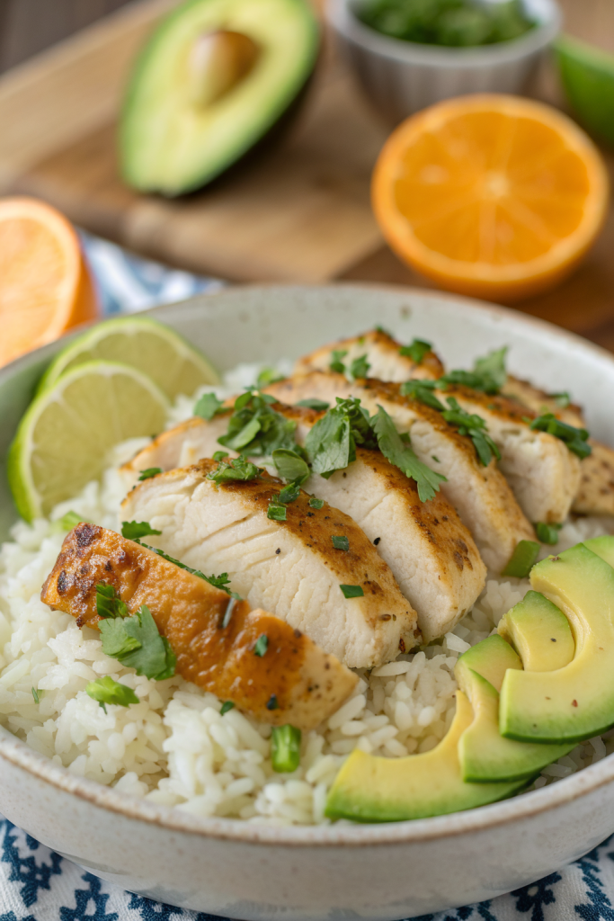 Honey Lime Chicken & Avocado Rice Bowl Recipe