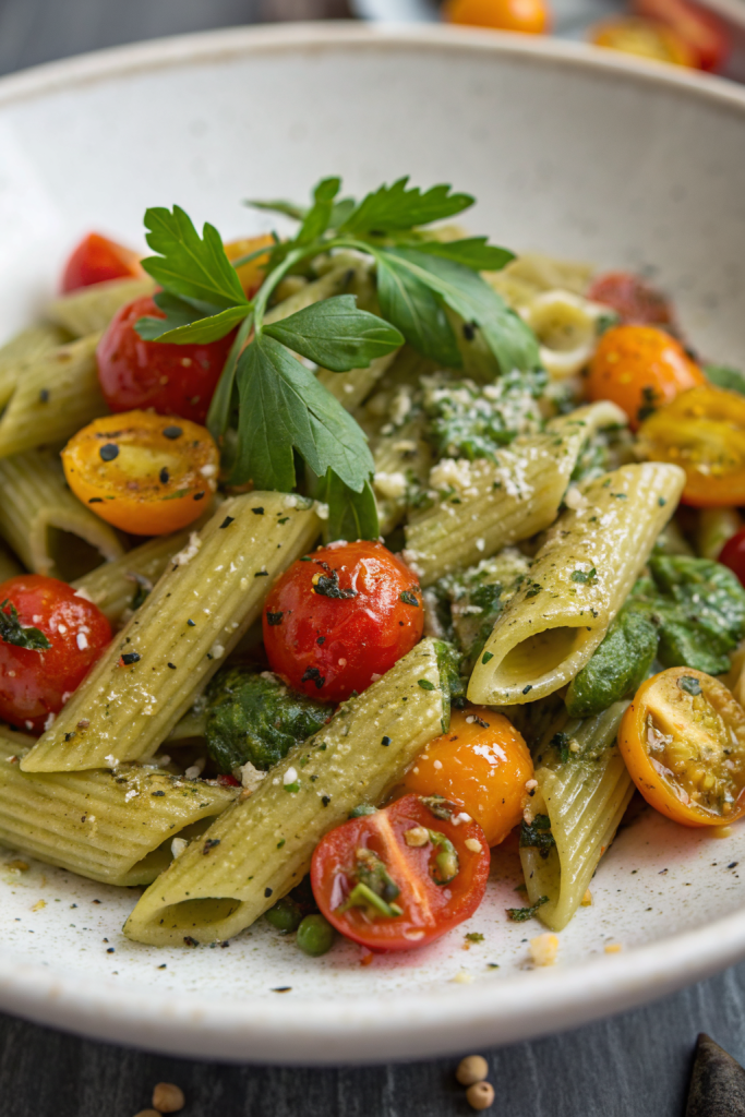 Pesto Pasta With Roasted Vegetables
