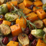 Roasted Butternut Squash Brussels sprouts with Pecans