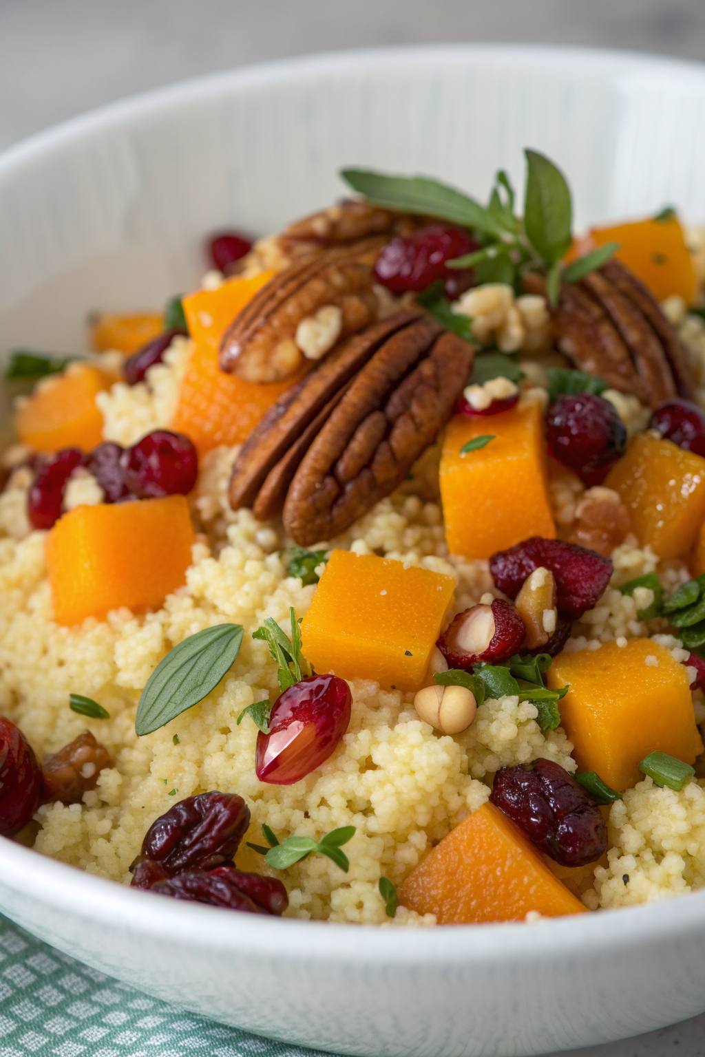Roasted Pumpkin Quinoa Salad With Pecan Cranberry